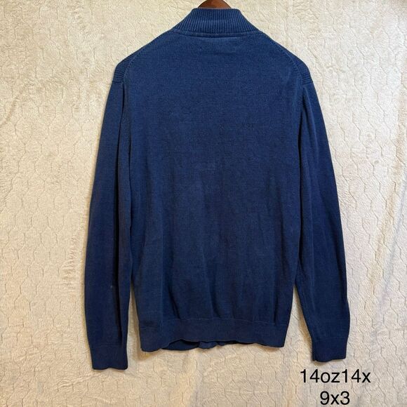 Tasso Elba Sweater Mens‎ M Navy Blue Cozy stretch zip up Please Read - Picture 10 of 11